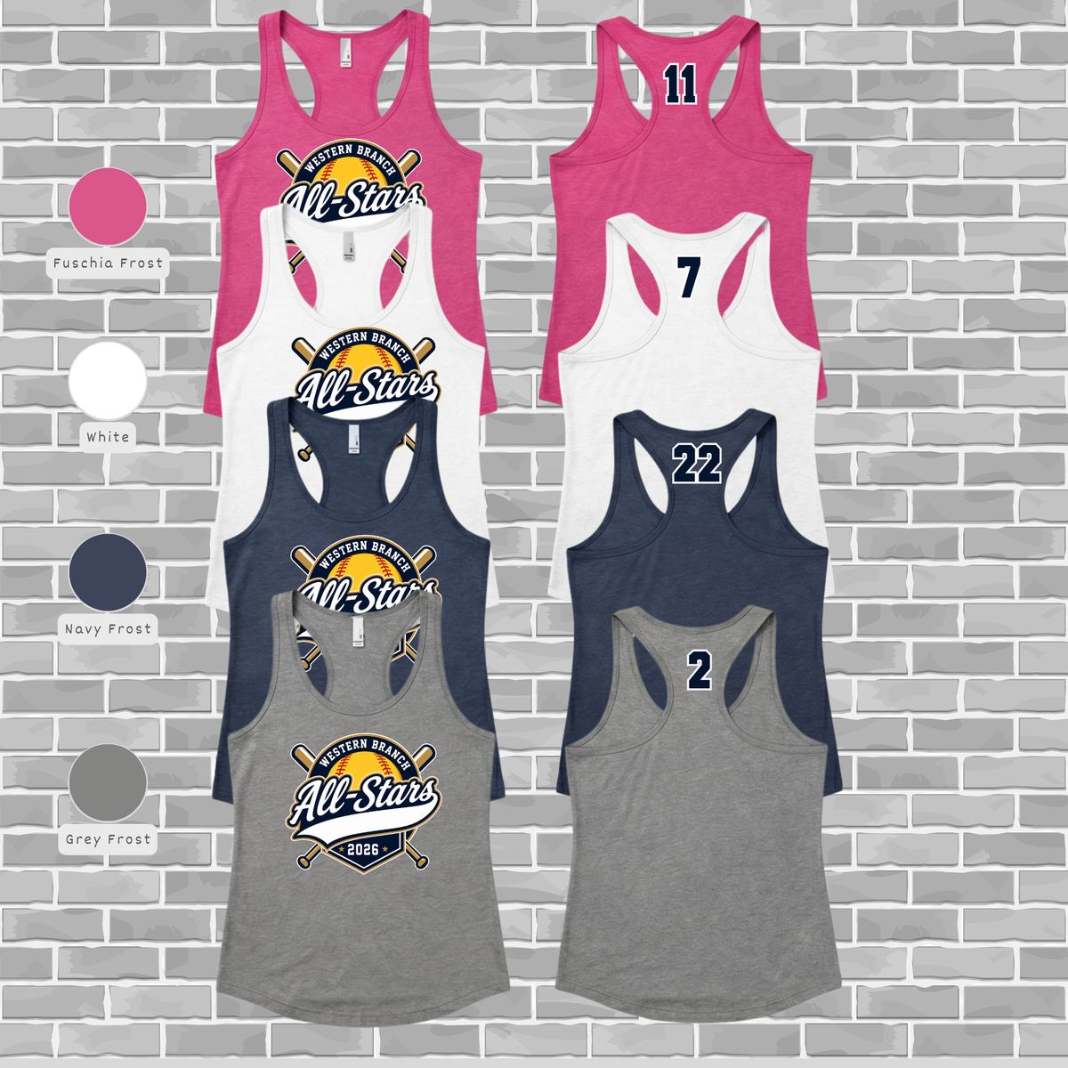 Western Branch All-Stars Ladies Premium Custom Racerback Tank | District DM138L | WBLL Spirit Wear