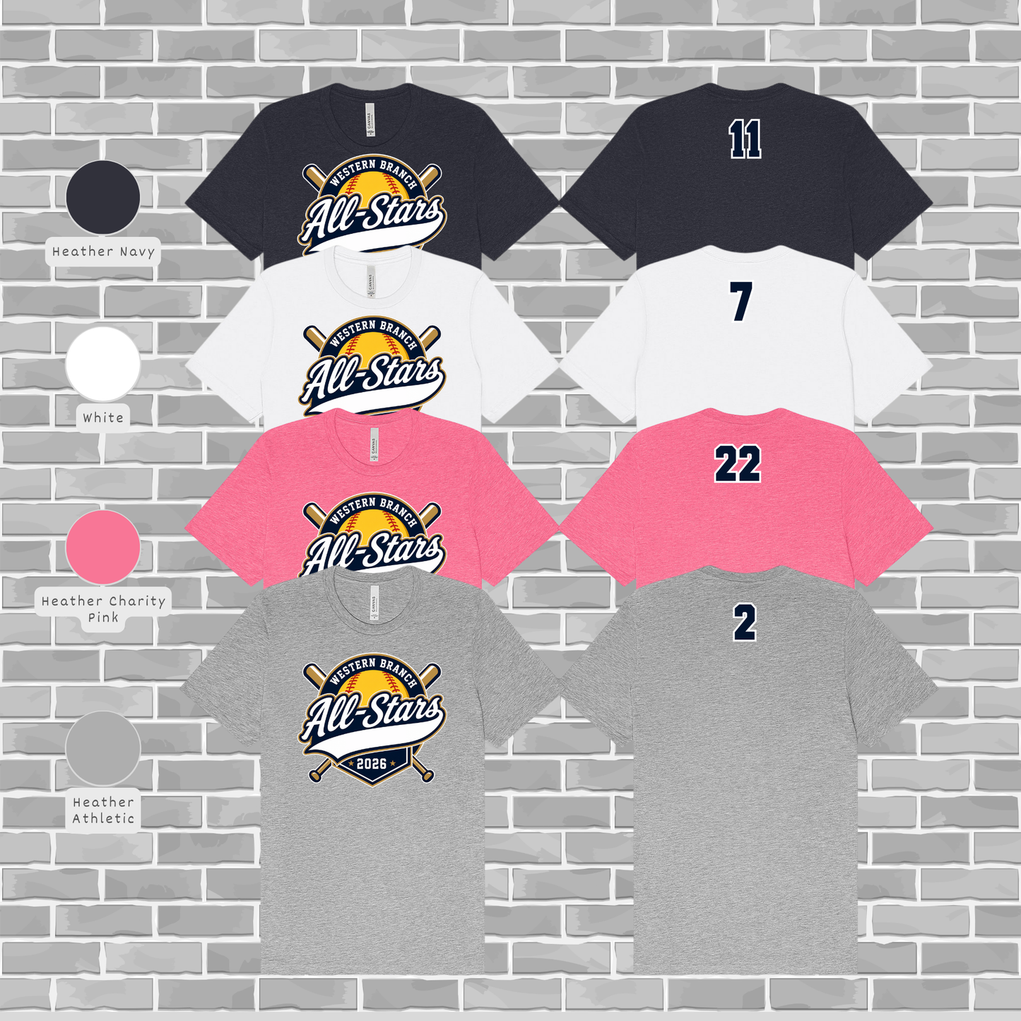 Western Branch All-Stars Adult Premium Custom Spirit Tee | Bella+Canvas 3001CVC | WBLL Spirit Wear