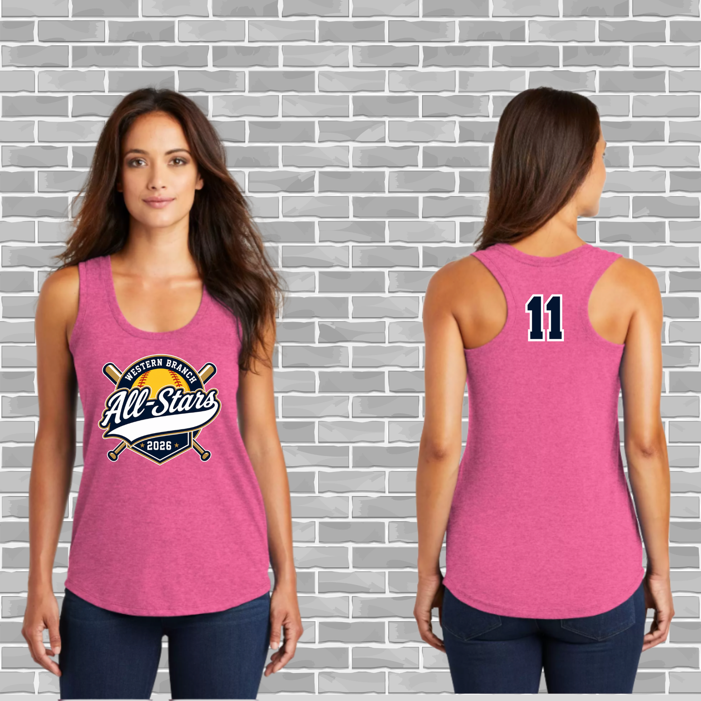 Western Branch All-Stars Ladies Premium Custom Racerback Tank | District DM138L | WBLL Spirit Wear