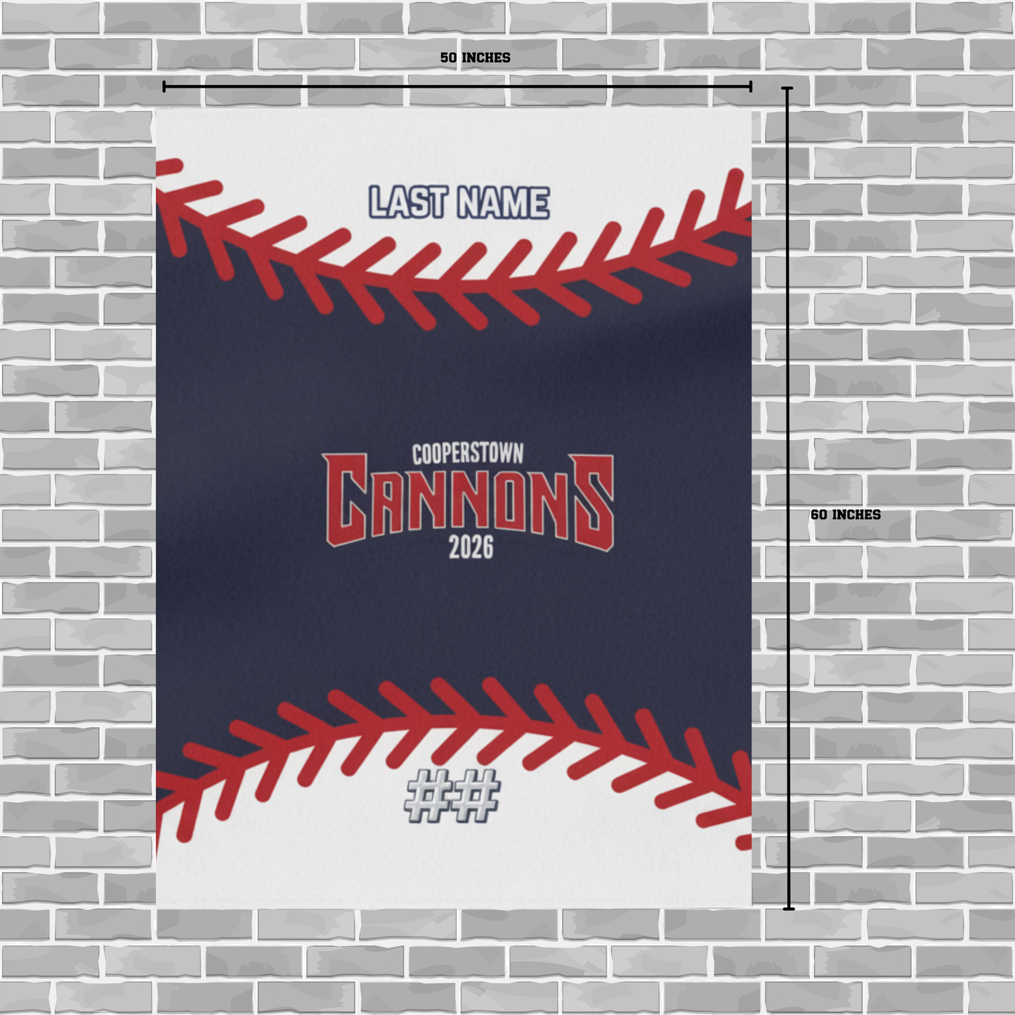 Topsail Cannons | Port & Company Core Fleece Sweatshirt Blanket (Full Design with Name & Number)