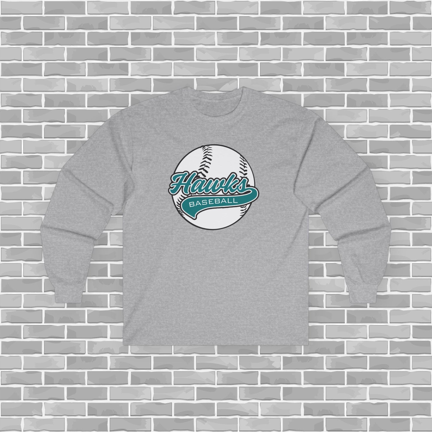 Hawks Baseball Adult Unisex Long Sleeve Tee (Customizable)