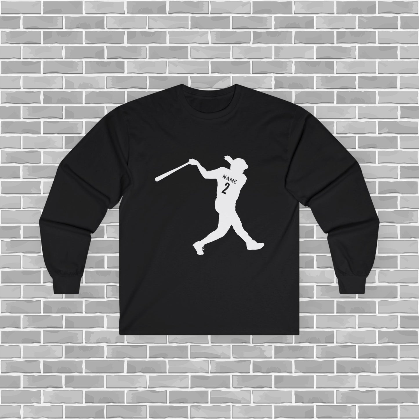 Baseball Player Adult Long Sleeve Tee (Customizable)