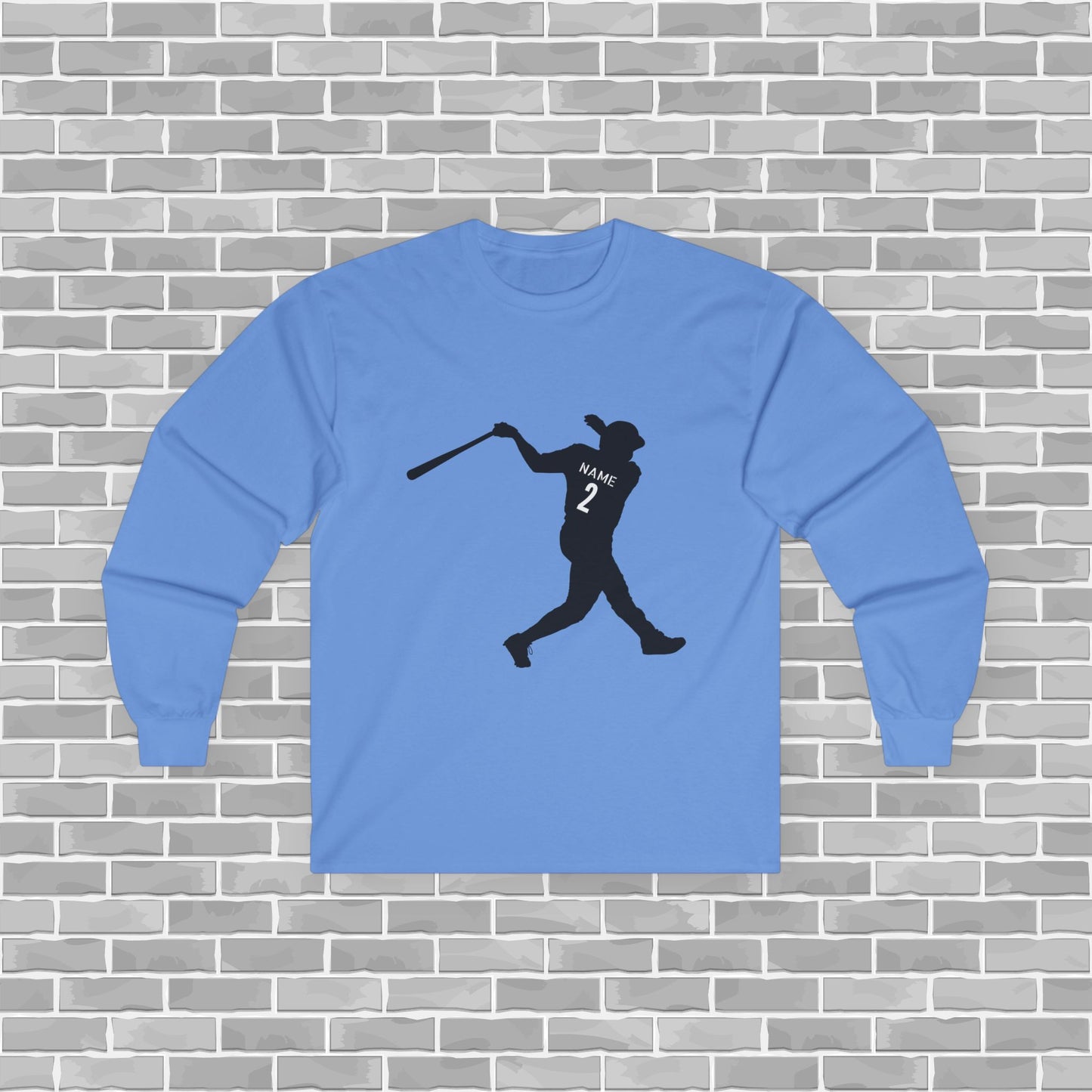 Baseball Player Adult Long Sleeve Tee (Customizable)
