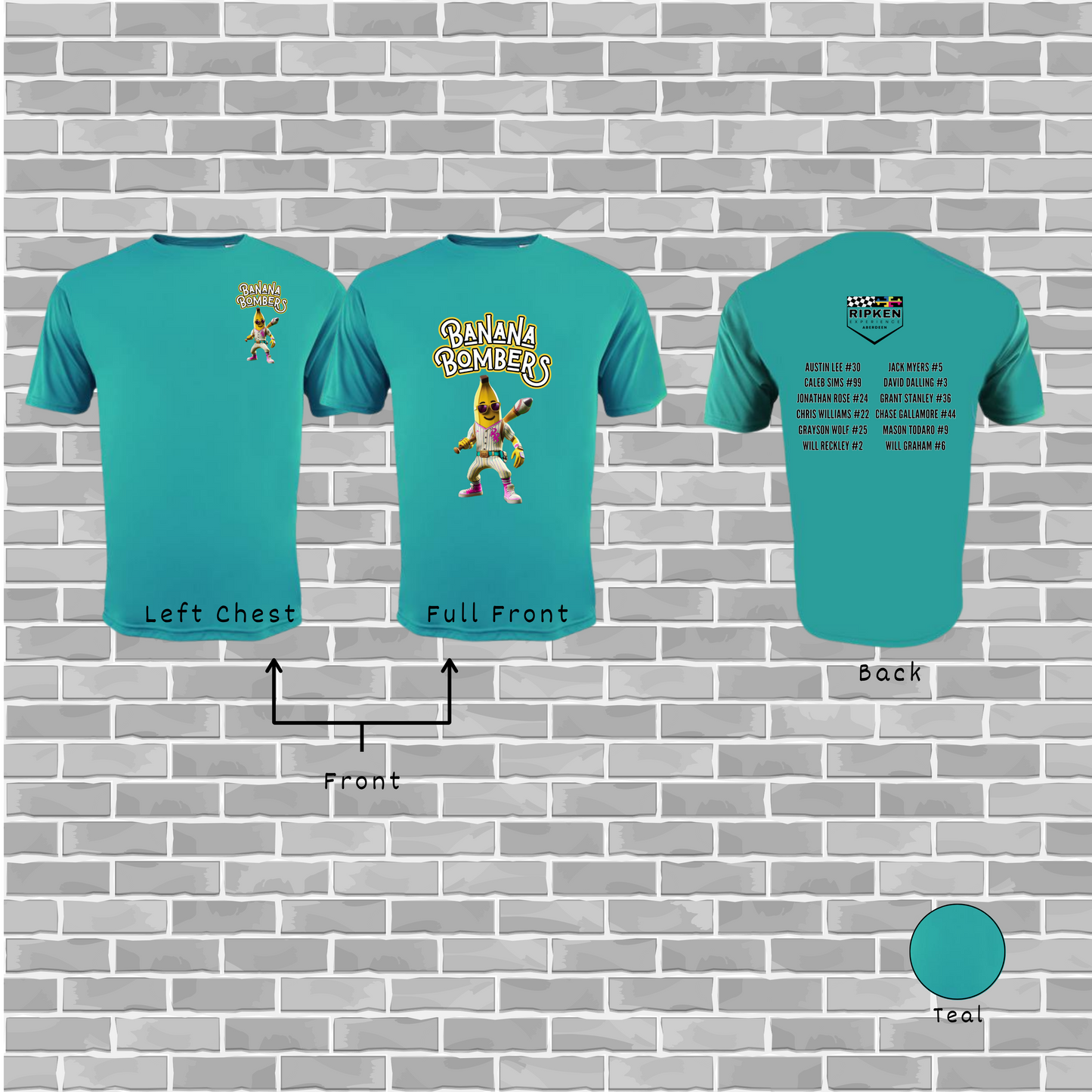 Banana Bombers Adult/Youth A4 Cooling Performance Crew