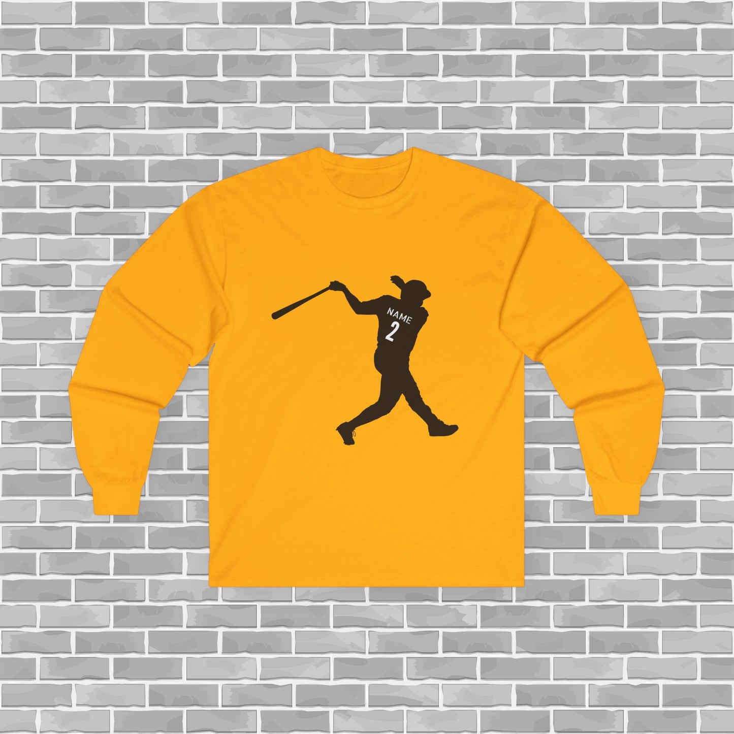 Baseball Player Adult Long Sleeve Tee (Customizable)