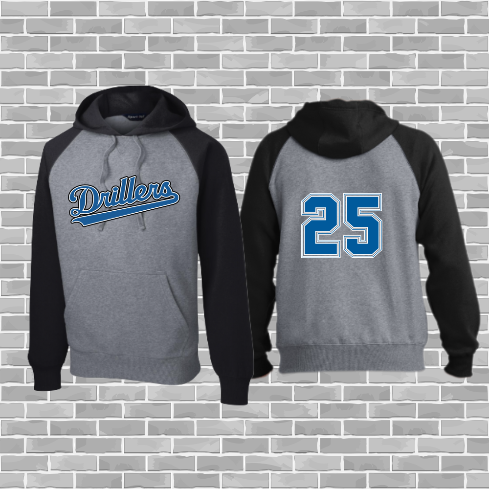 Drillers Adult Sport-Tek Raglan Colorblock Pullover Hooded Sweatshirt