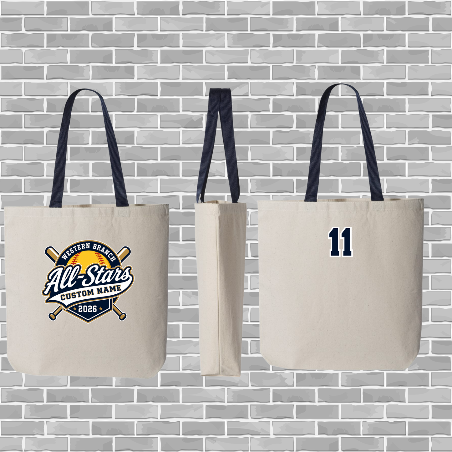 Western Branch All-Stars Custom Canvas Tote Bag | Q-Tees Q4400 | WBLL Spirit Wear