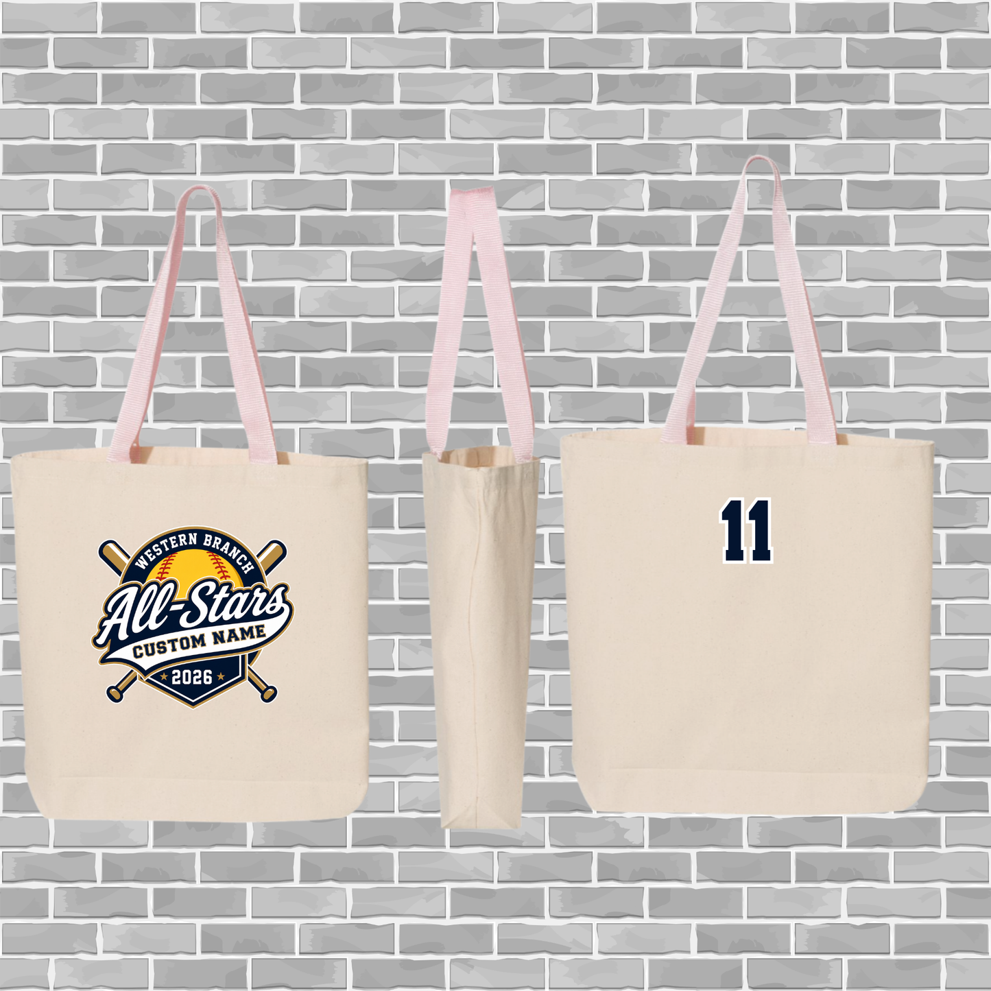 Western Branch All-Stars Custom Canvas Tote Bag | Q-Tees Q4400 | WBLL Spirit Wear