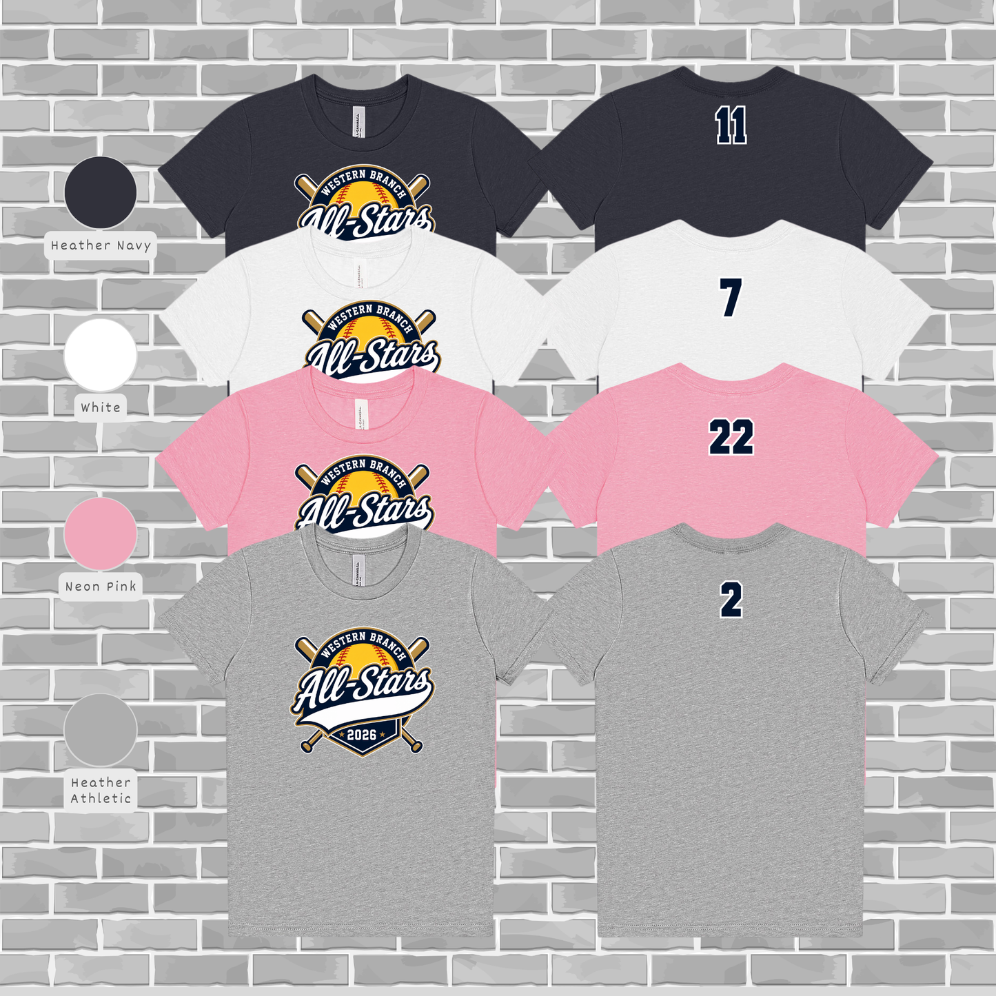 Western Branch All-Stars Youth Premium Custom Spirit Tee | Bella+Canvas 3001YCVC | WBLL Spirit Wear