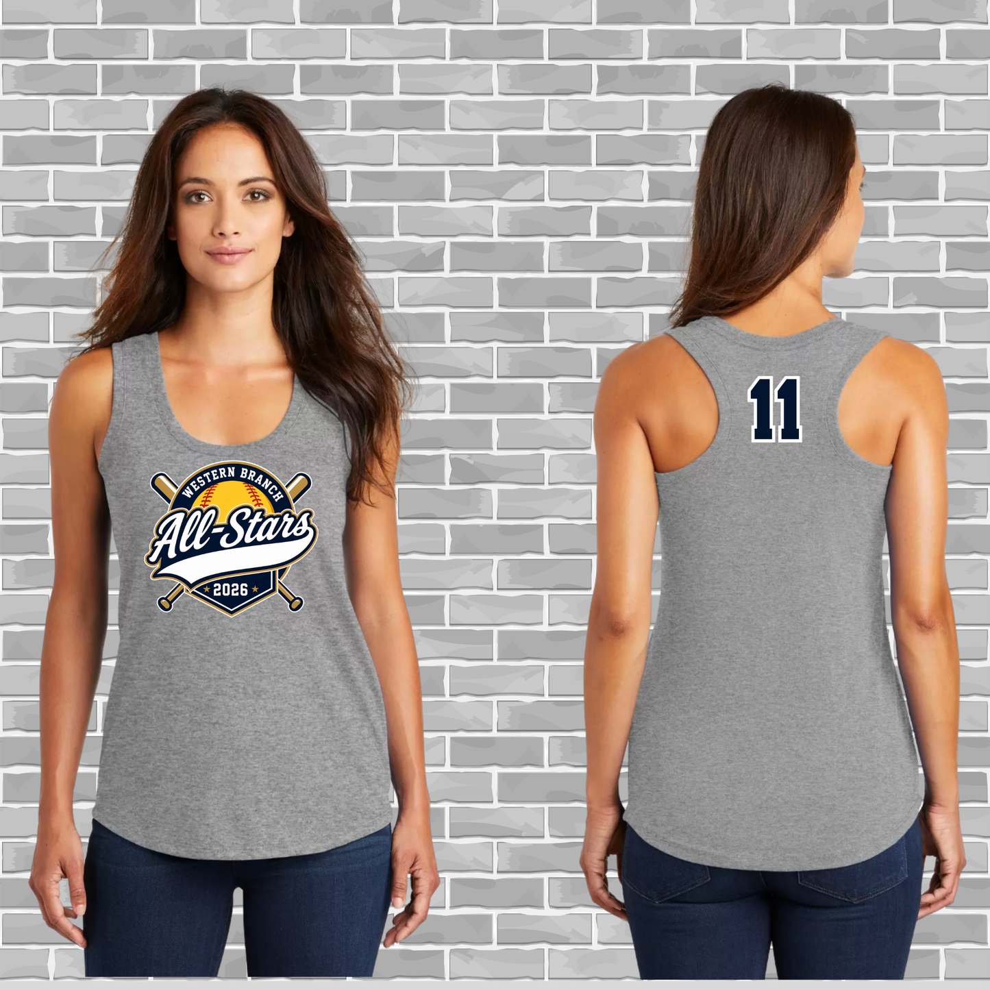 Western Branch All-Stars Ladies Premium Custom Racerback Tank | District DM138L | WBLL Spirit Wear