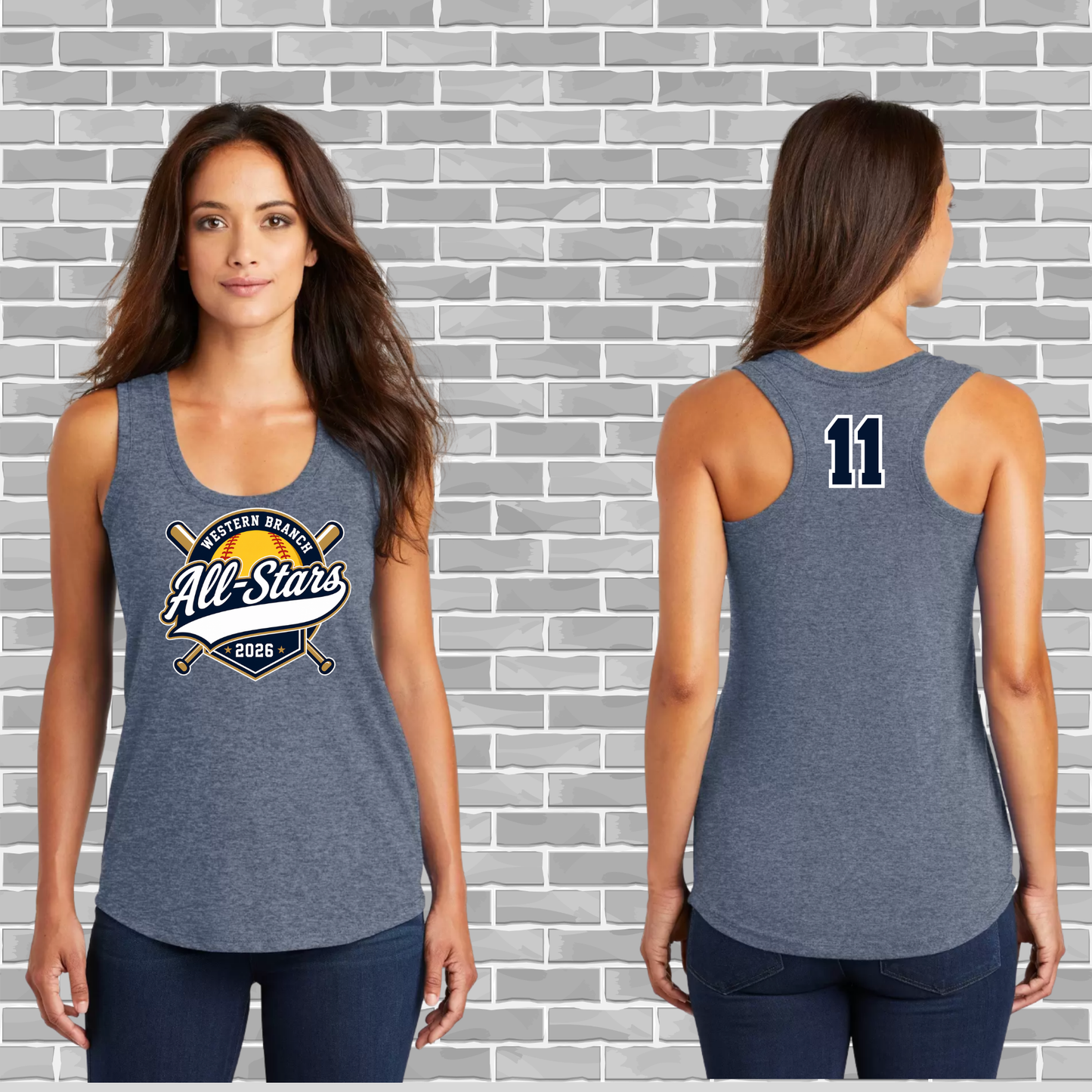 Western Branch All-Stars Ladies Premium Custom Racerback Tank | District DM138L | WBLL Spirit Wear