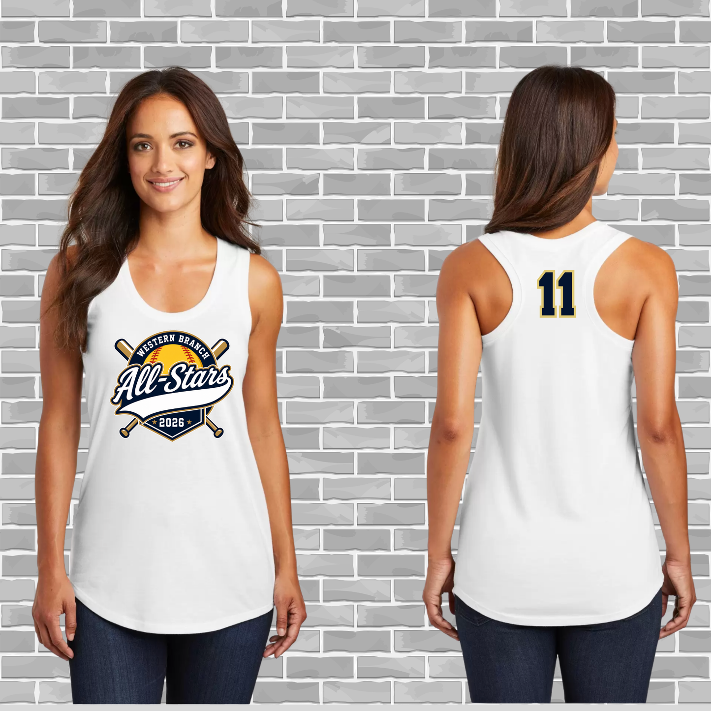 Western Branch All-Stars Ladies Premium Custom Racerback Tank | District DM138L | WBLL Spirit Wear