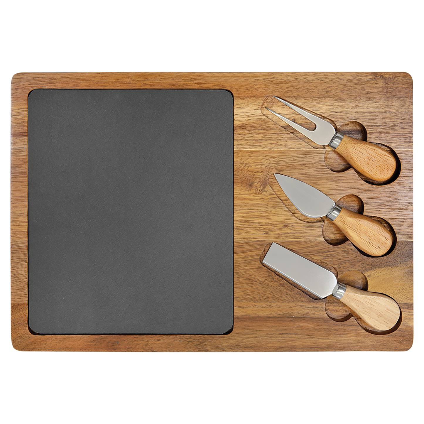 Engraved Slate & Acacia Charcuterie Board — Personalized Monogram