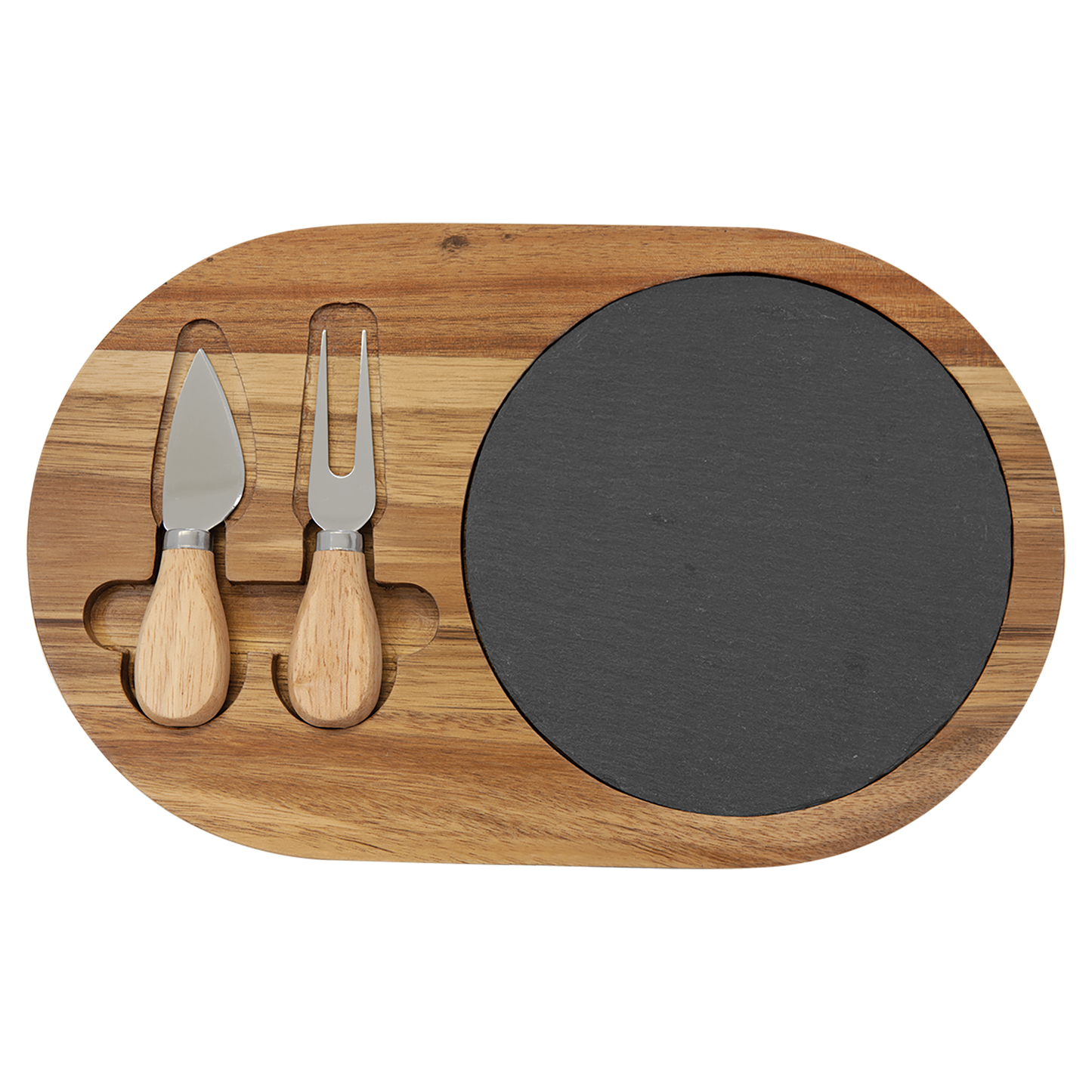 Engraved Slate & Acacia Charcuterie Board — Personalized Monogram